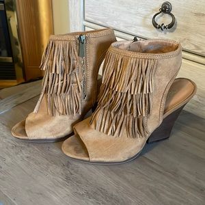 Suede Fringe Heels